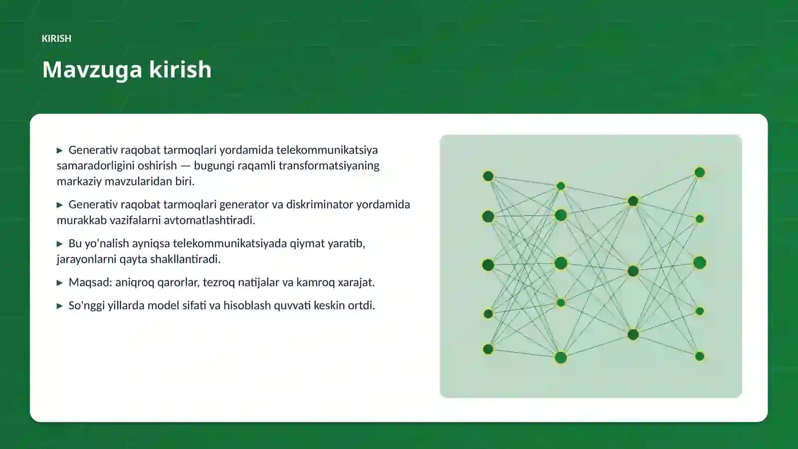 Generativ raqobat tarmoqlari yordamida telekommunikatsiya samaradorligini oshirish 3