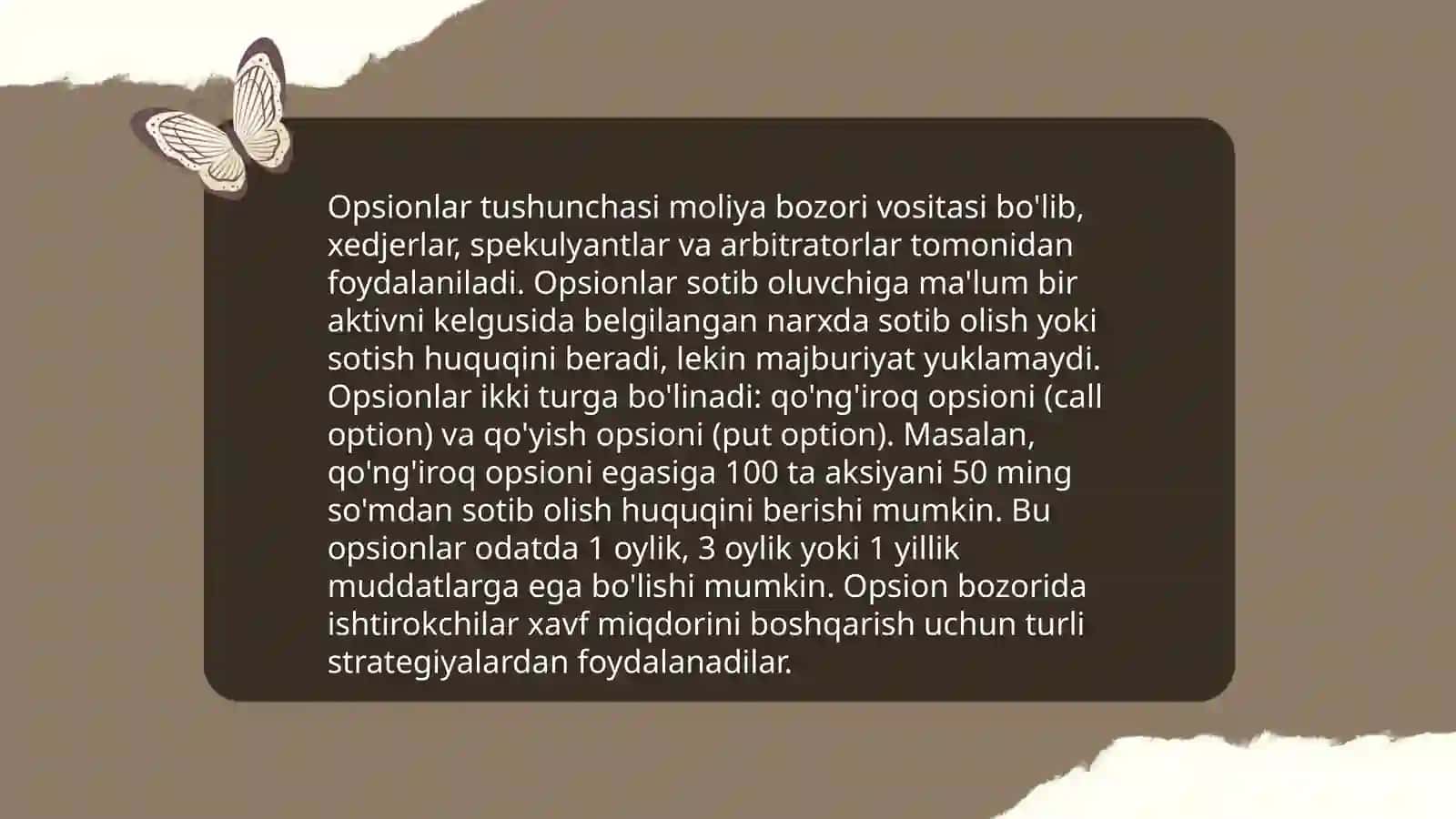 Opsionlar tushunchasi 3