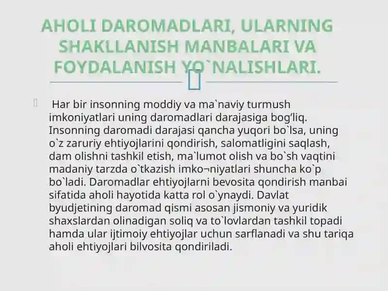 AHOLI DAROMADLARI VA ISTEMOL XARAJAT ORTASIDAGI BOGLIQLIK 3