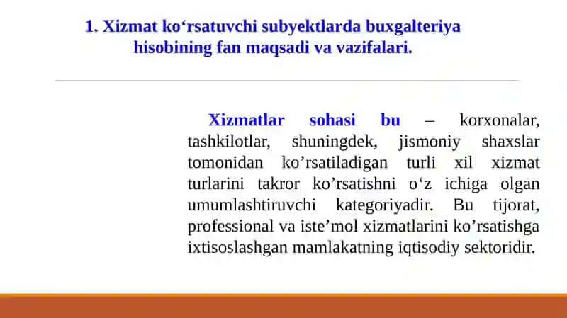 Xizmat ko‘rsatuvchi subyektlarda buxgalteriya hisobi 3