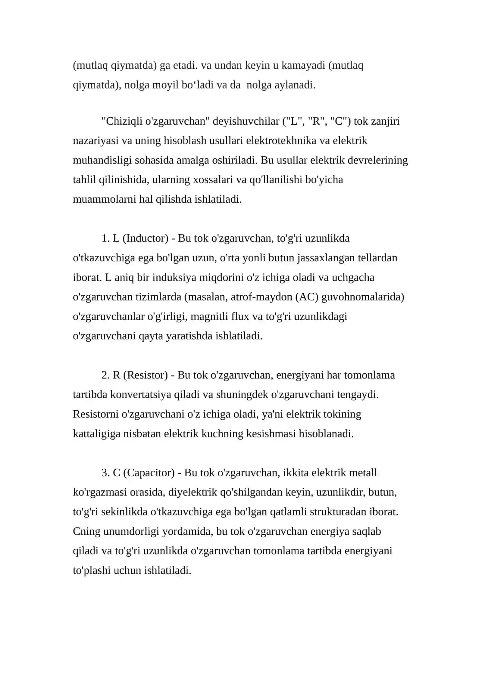 Tarkibida L, R, С bo‘lgan chiziqli o‘zgaruvchan tok zanjiri nazariyasi va hisoblash usullari 3