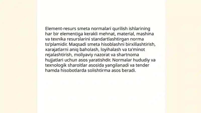 Element-resurs smeta normalari to'plamlari 3