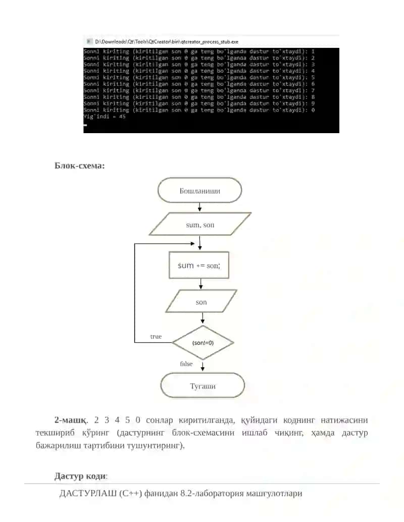 do-while – сўнг-шартли такрорлаш операторларига доир дастурлар тузиш. 3