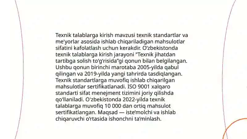 Texnik talablarni qo'yish va taxrirlash 3