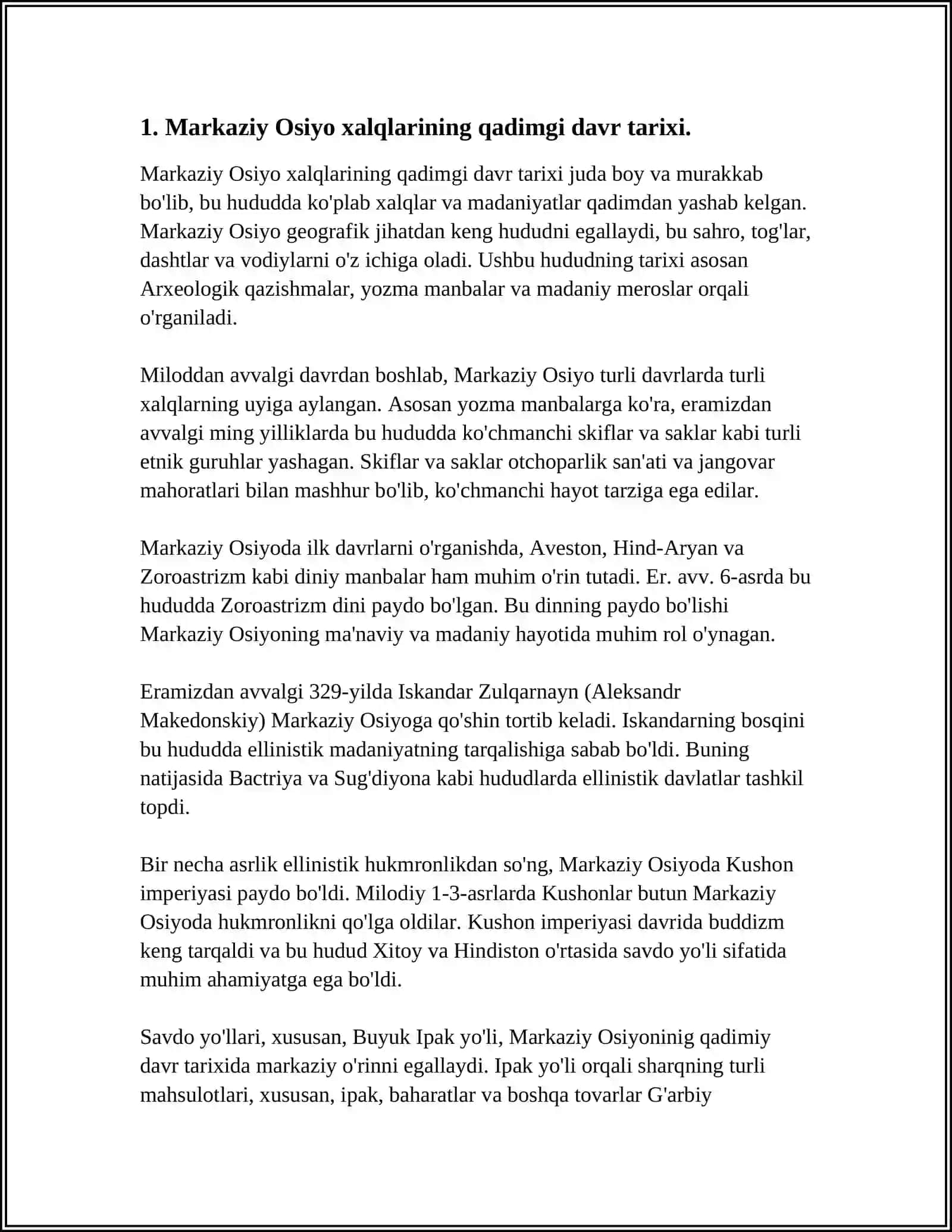 MARKAZIY OSIYODA ISTIQOMAT QILAYOTGAN XALQLARNING TARIXI - MADANIYATI 3