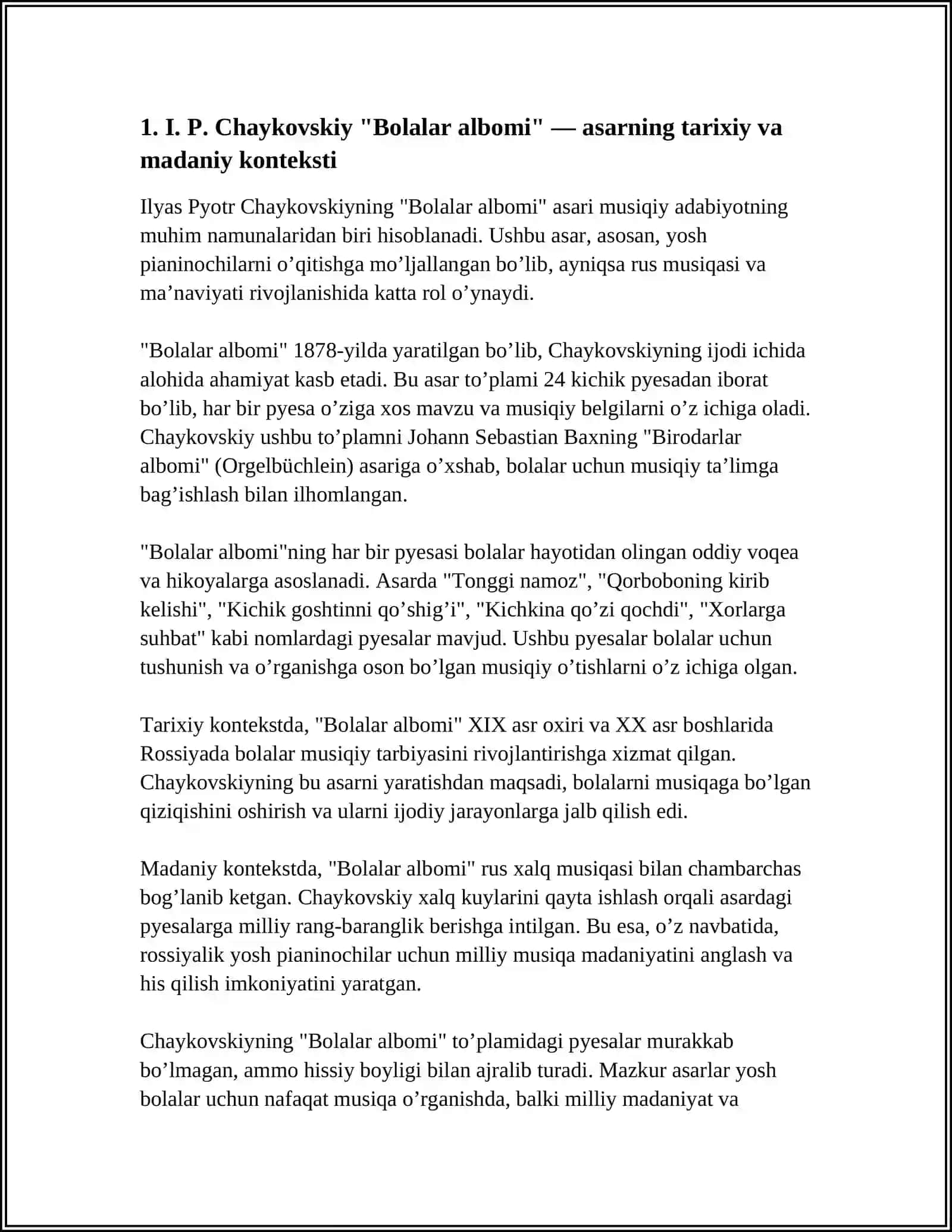 I. P. CHAYKOVSKIY "BOLALAR ALBOMI" TURKUMLI ASARI 3