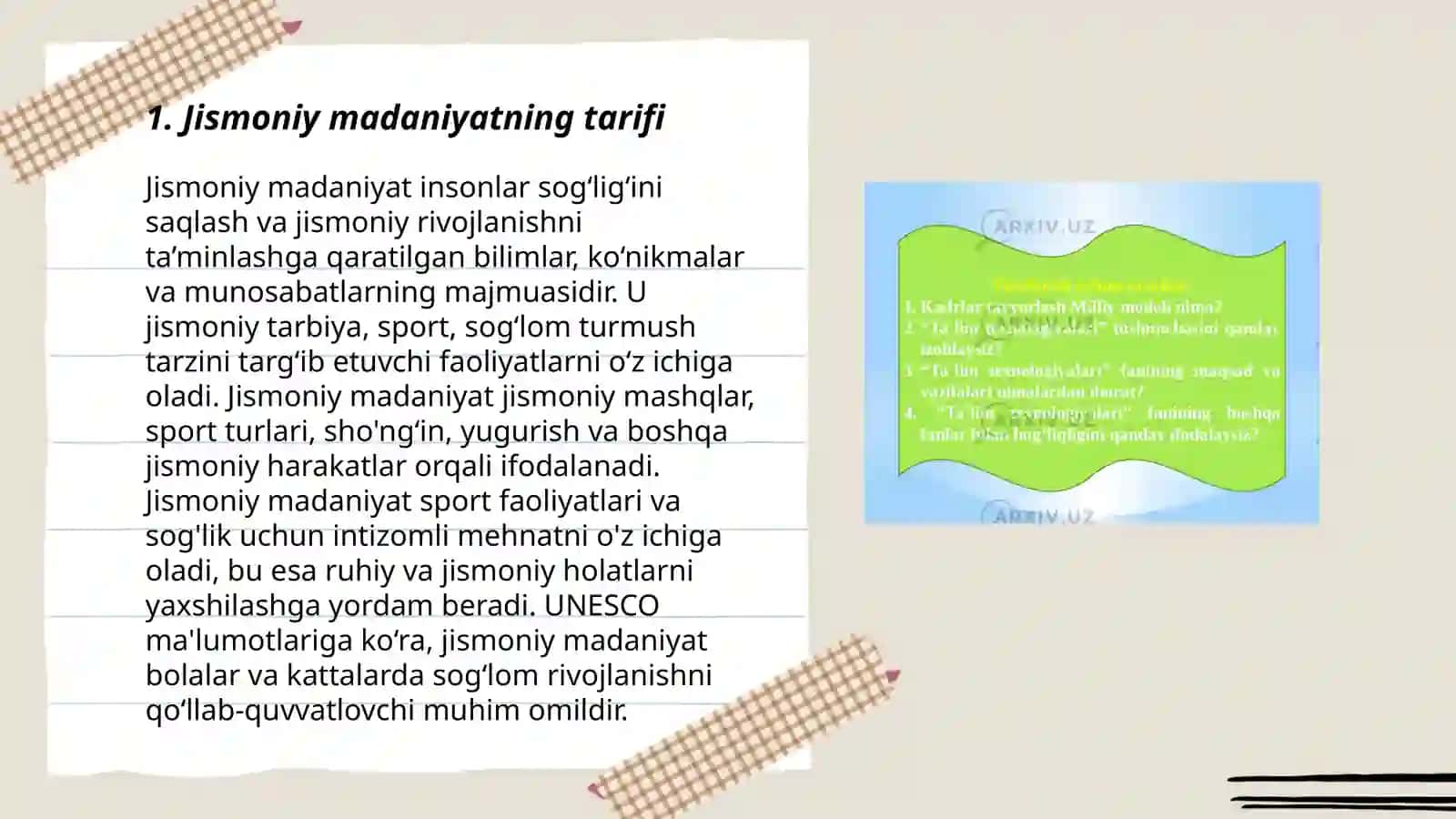 Jismoniy madaniyat tushunchasi maqsadi va vazifalari 3