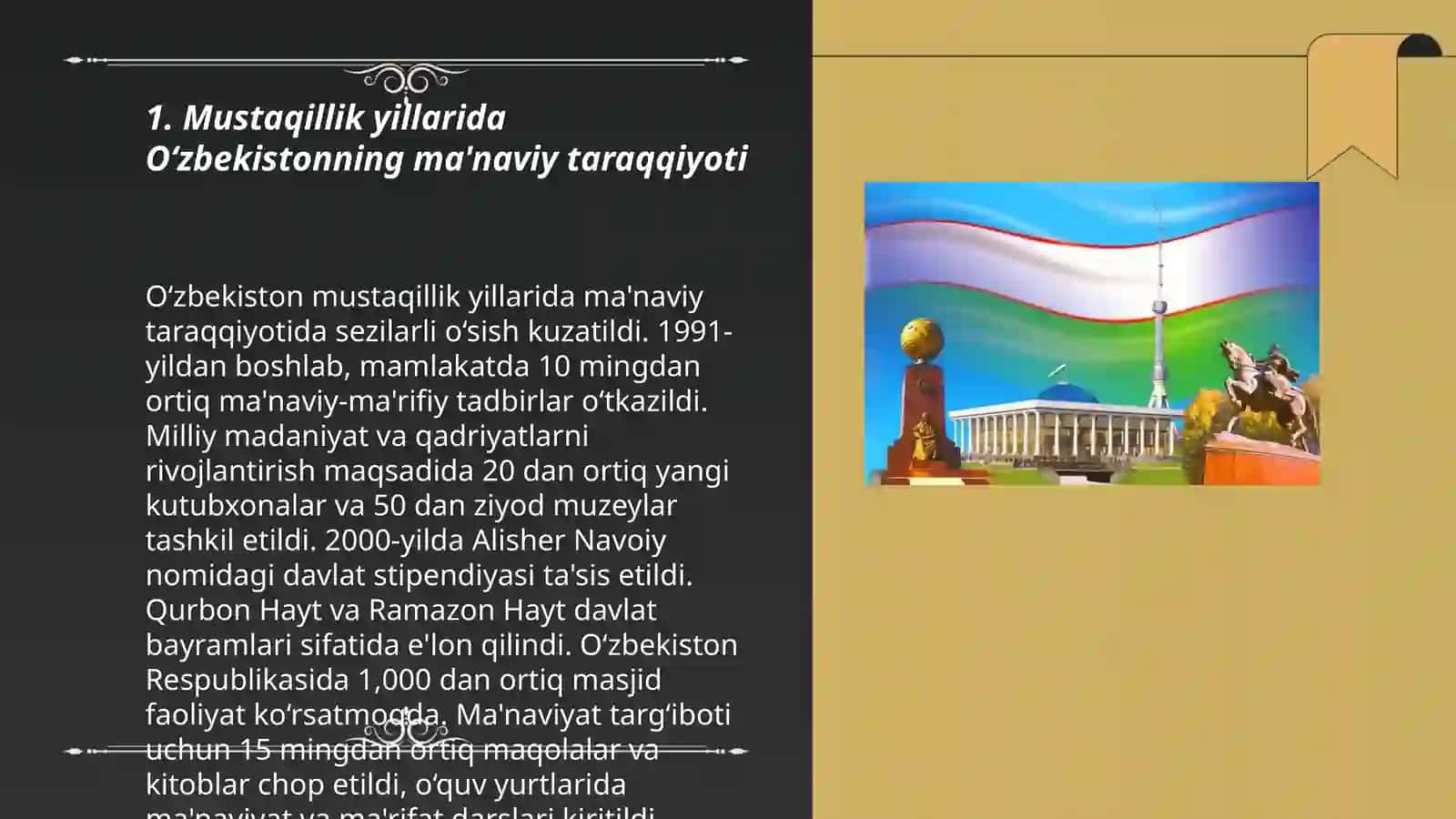 Mustaqillik yillarda O'zbekiston ma'naviy va madaniy taraqqiyoti 3