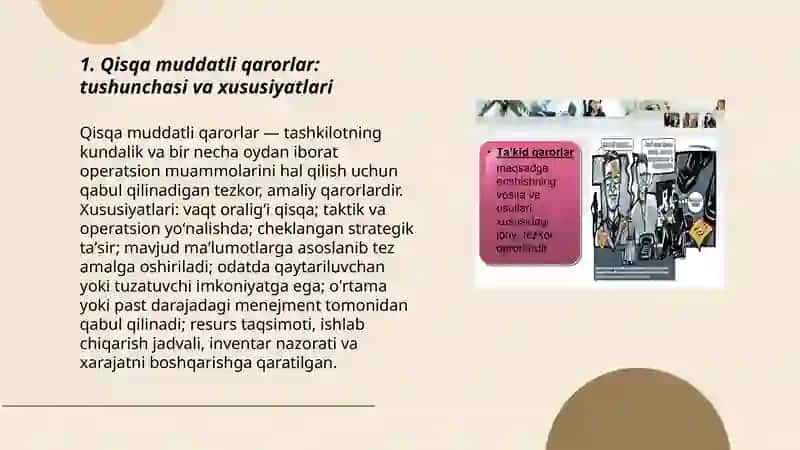 Qisqa muddatli qarorlar qabul qilish 3