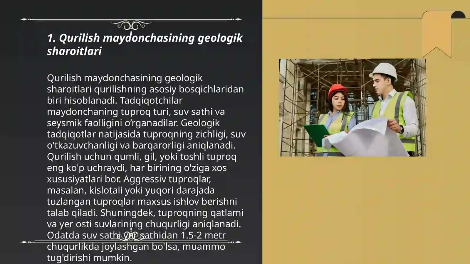 Qurilish maydonchasining geologik sharoitlari 3