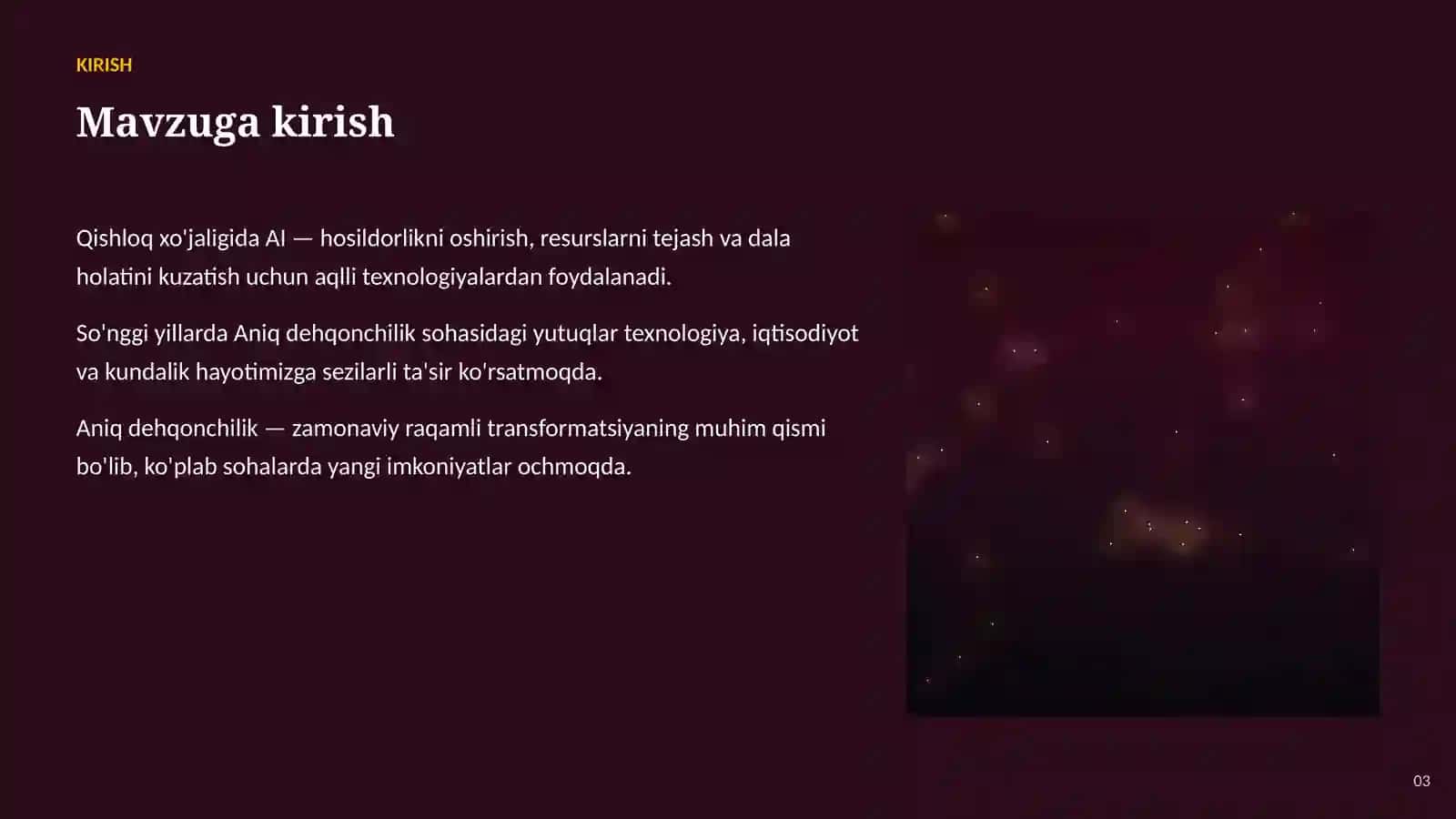 SUN'IY INTELLEKT • AI QISHLOQ XO'JALIGIDA 3