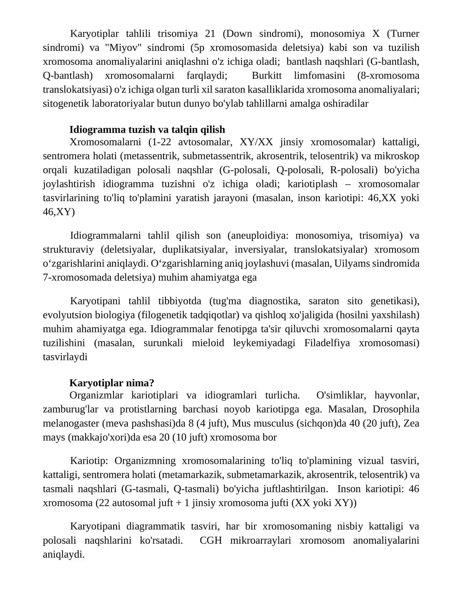 Organizmlarning kariotipi va idiogrammasi 3