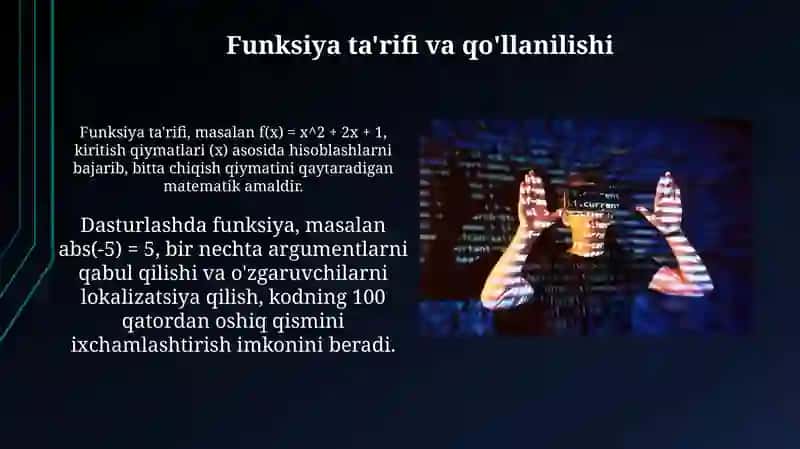 Dasturlashda matematik funksiyalar hosil qilish va ular ustida amallar 3
