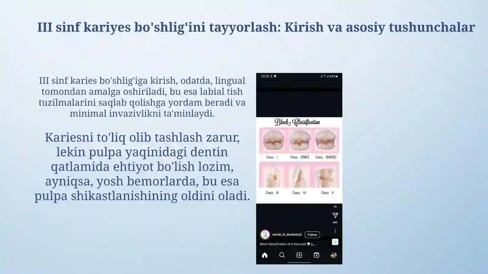 III Klass Kariyes Bo'shlig'ini Tayyorlash 3