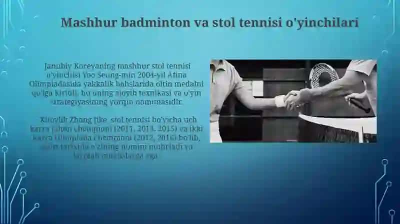 Badminton va stol tennisi sport turining kelib chiqishi tarixi 3