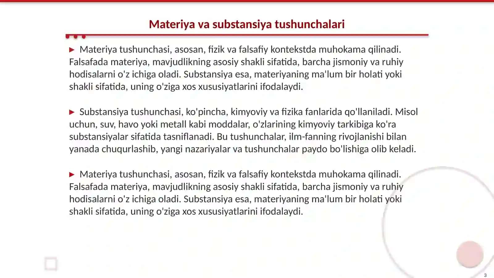 Falsafada materiya va substansiya muammosi 3