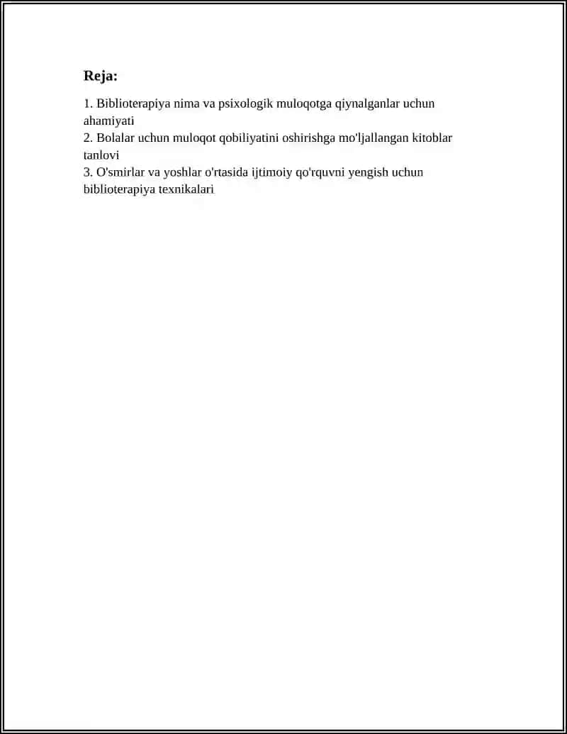 BIBLIOTERAPIYA PSIXOLOGIK MULOQOTGA QIYNALGANLAR UCHUN 3