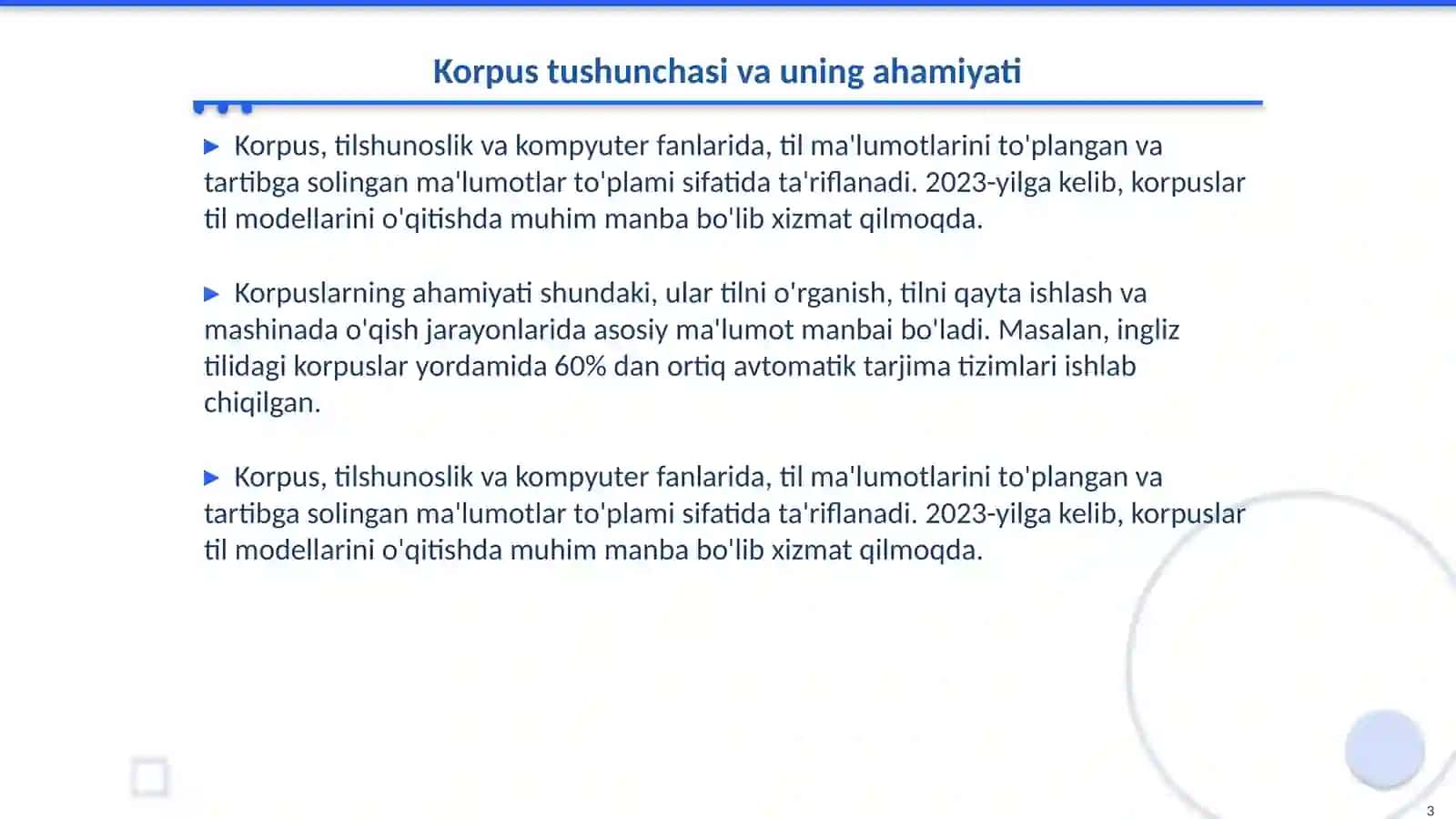 Korpuslar va mashinada oʻqish texnikalari 3