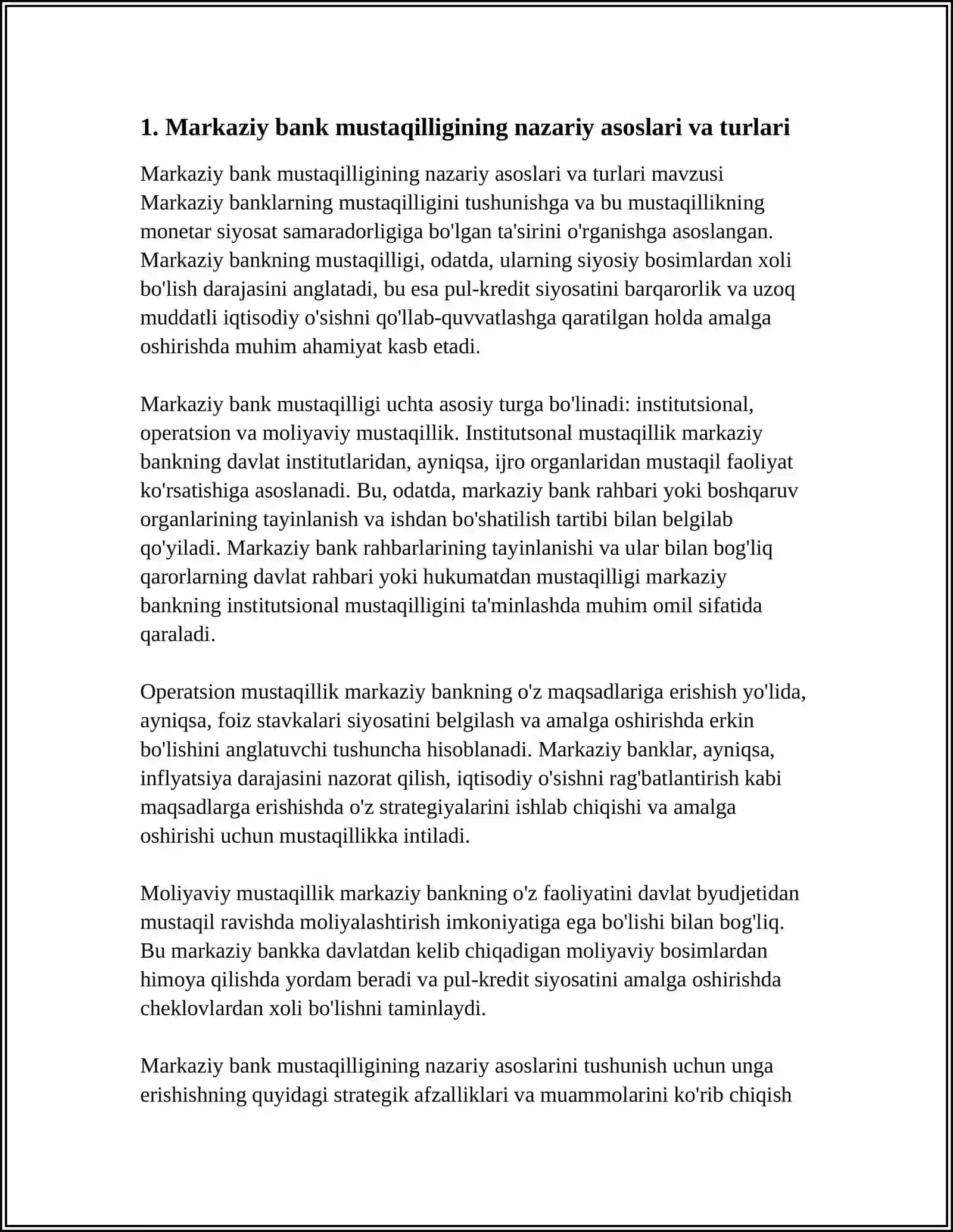 MARKAZIY BANK MUSTAQILLIGI VA UNING MONITAR SIYOSAT SAMARADORLIGIGA TA’SIRI 3