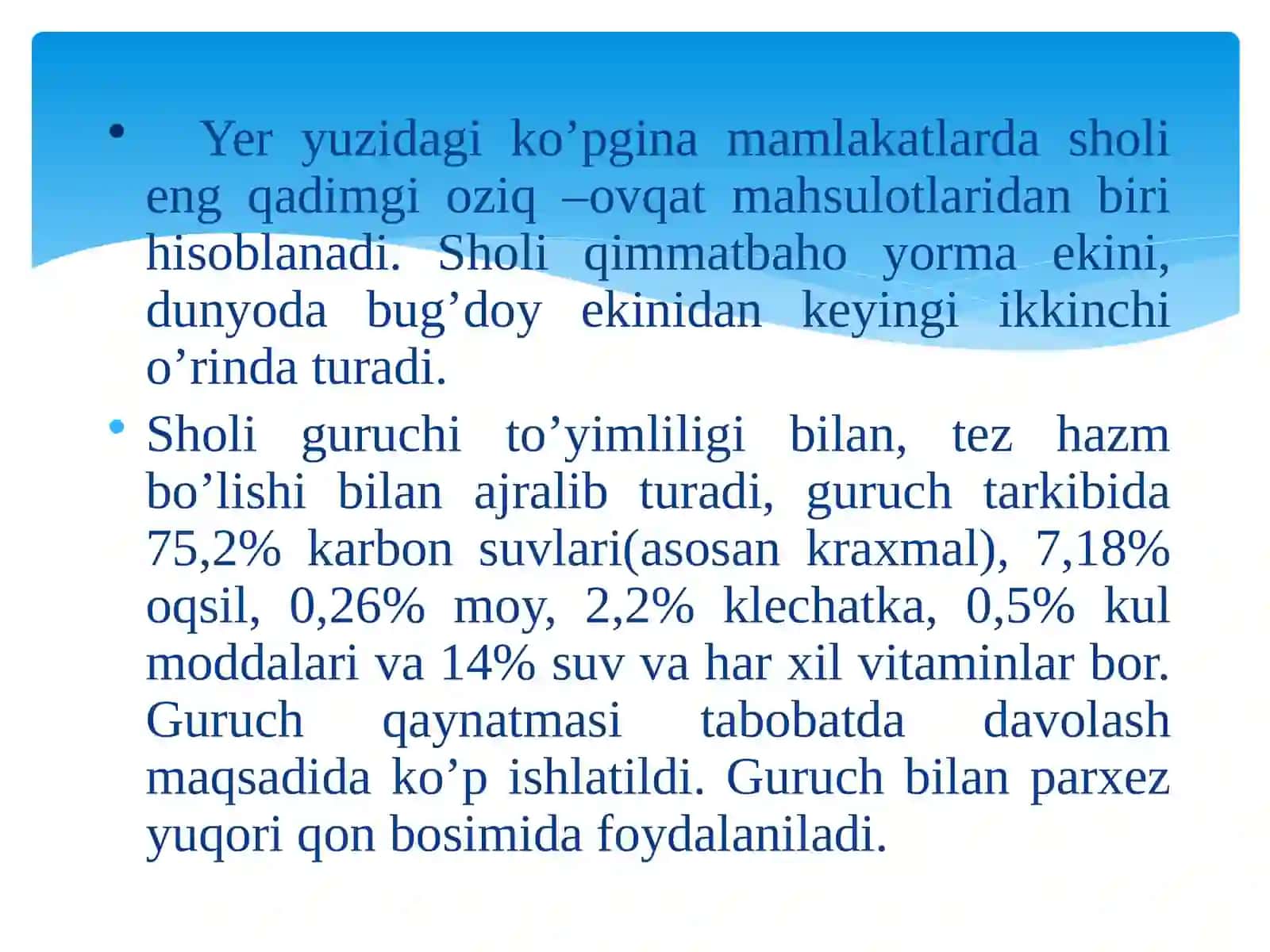 Sholi biologiyasi va yetishtirish texnologiyasi 3