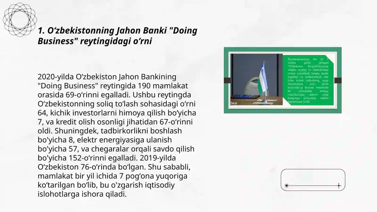 Oʻzbekiston Respublikasining xalqaro reyting va indekslardagi oʻrni va nufuzini ortib borishi 3