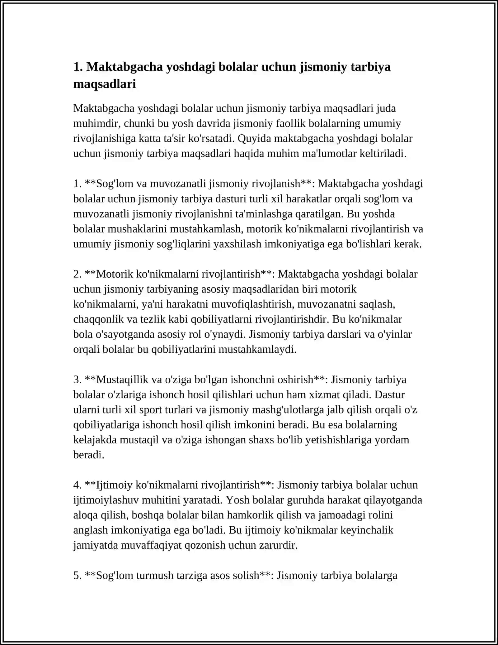 MAKTABGACHA TAʼLIM TASHKILOTLARIDA JISMONIY TARBIYA USULLARI. MAKTABGACHA YOSHDAGI BOLALAR JISMONIY TARBIYASINING VAZIFALARI 3