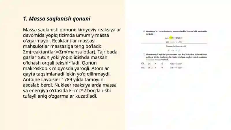 Kimyoning asosiy stexiometrik qonunlari 3