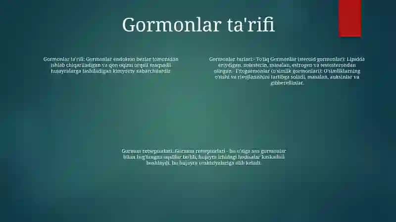 To'Liq Gormonlar. Fitogarmonlar. Gormonlar Va Retseptorlar Ularning Turlari 3