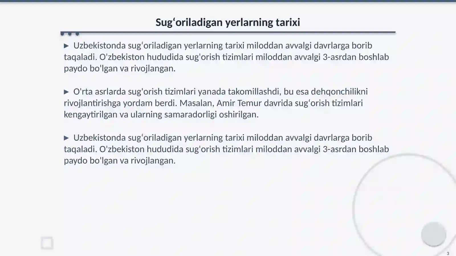 Sugʻoriladigan yerlar va ularning xozirgi holati 3