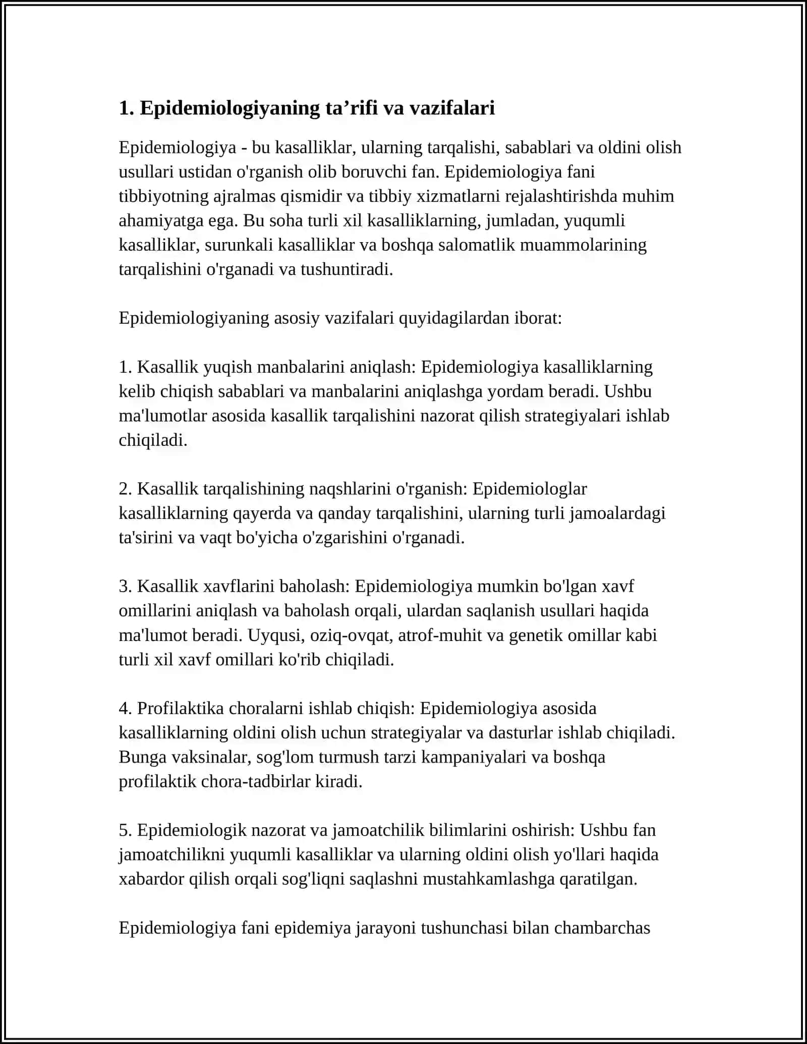 ASOSIY EPIDEMIOLOGIK TUSHUNCHALAR, EPIDEMIK JARAYON HAQIDAGI TA'LIMOT 3