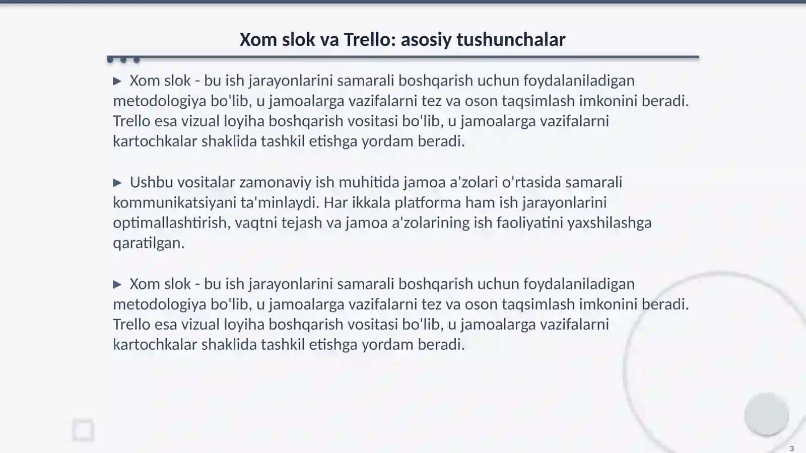 Xom slok va Trello kabi vositalar yordamida zamonaviy ishlashni tashkil etish 3