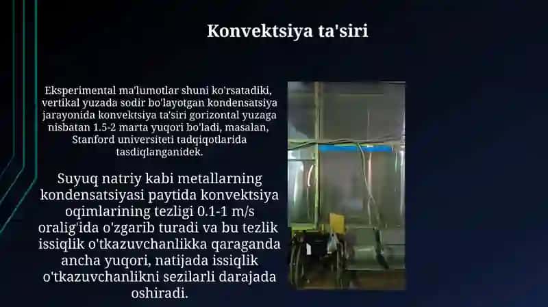 Suyuq metallarning kondensatsiyasida issiqlik almashishi 3