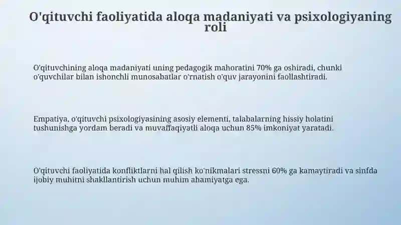 O'qituvchi faoliyatida aloqa madaniyati va psixologiyaning ahamiyati 3