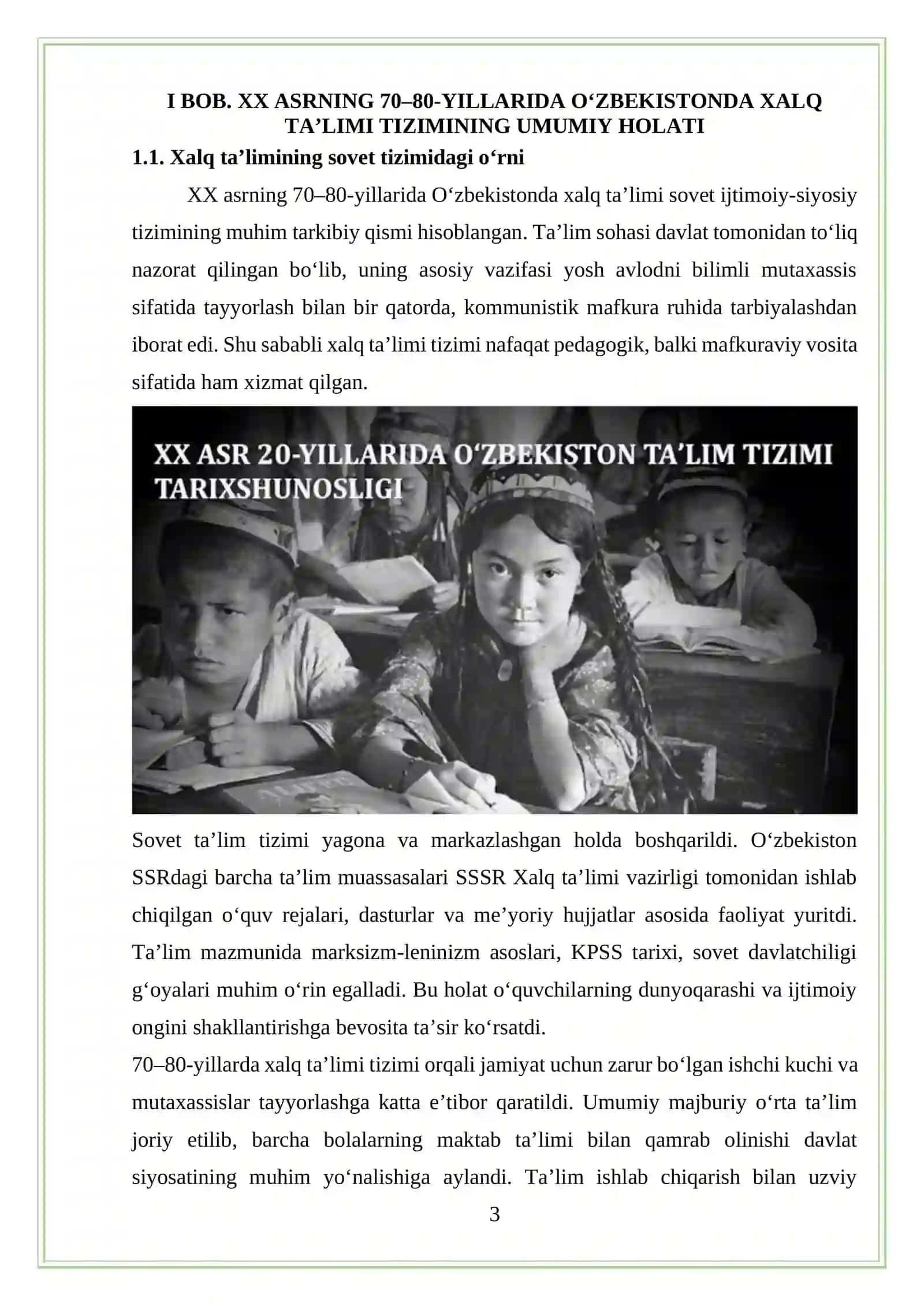 XX asrning 70-80 yillarda Oʻzbekistonda xalq taʼlimi 3