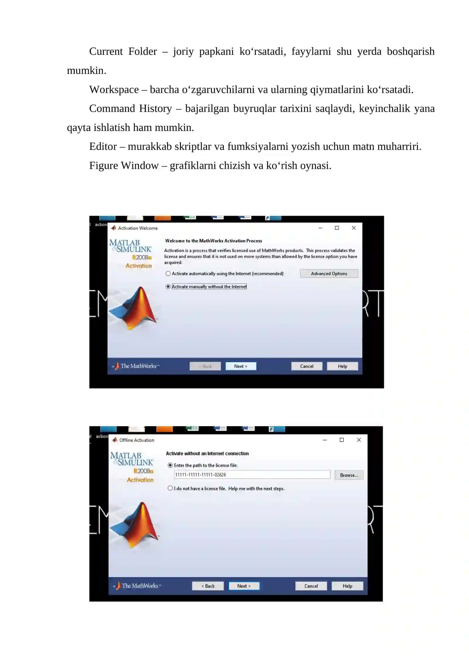 MATLAB dasturini kompyuterda o‘rnatish bosqichi 3