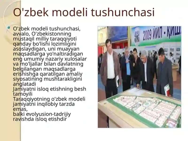 Taraqqiyotning o'zbek modeli va uning o`zigahos xususiyatlari 3