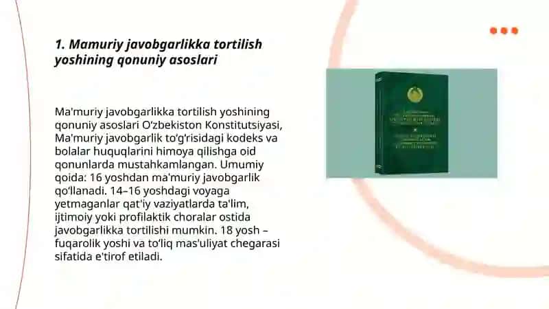Mamuriy javobgarlikka tortilish yoshi 3