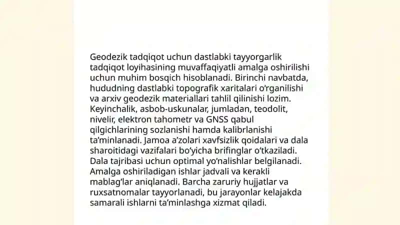 Geodezik tadqiqot uchun tayyorgarlik 3