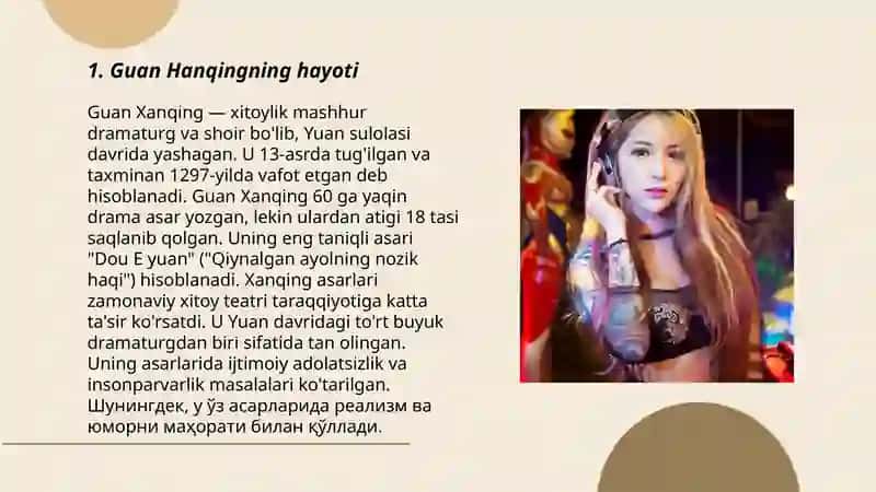Guan Hanqing (关汉卿) Xitoy dramaturgiyasi otasi 3