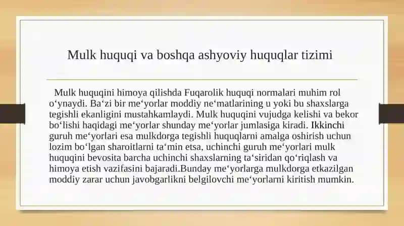 Mulk huquqi va boshqa ashyoviy huquqlarni himoya qilish 3