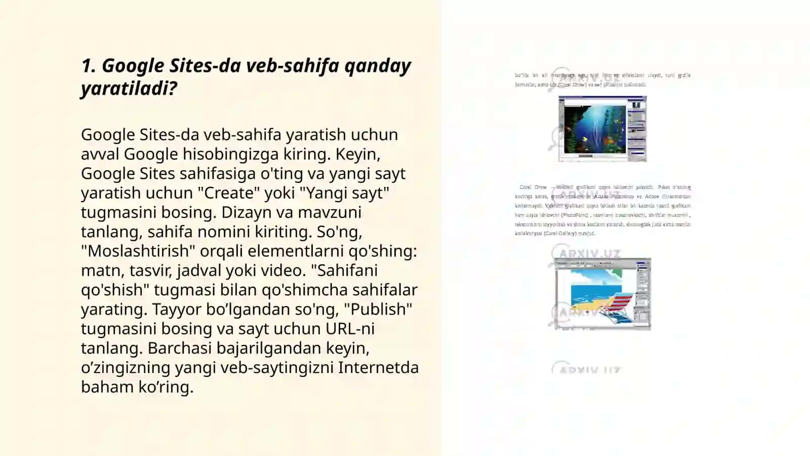 Google Sites-da veb-sahifa yaratish 3