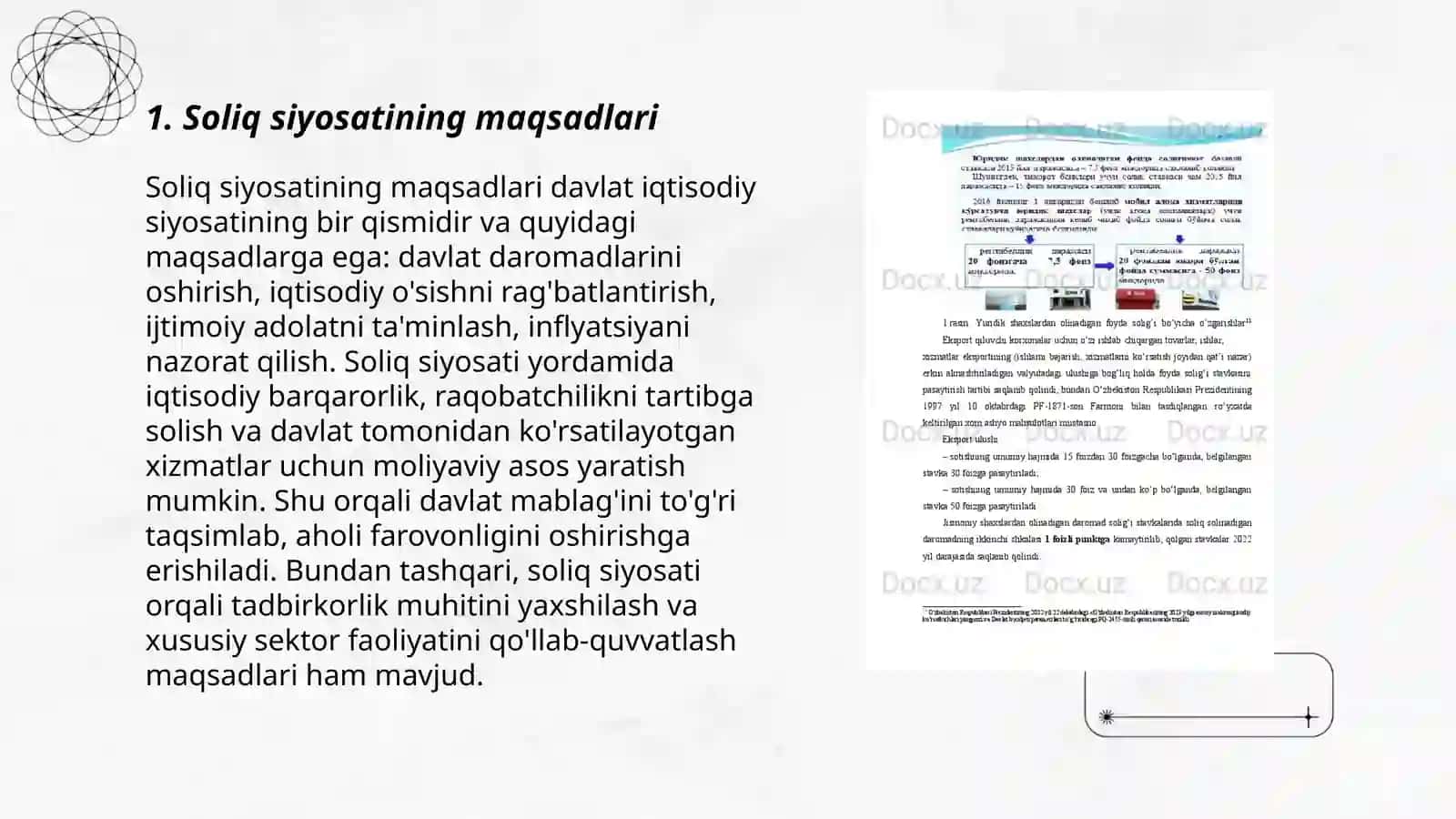 Soliq siyosati: mohiyati, maqsadlari, vositalari 3