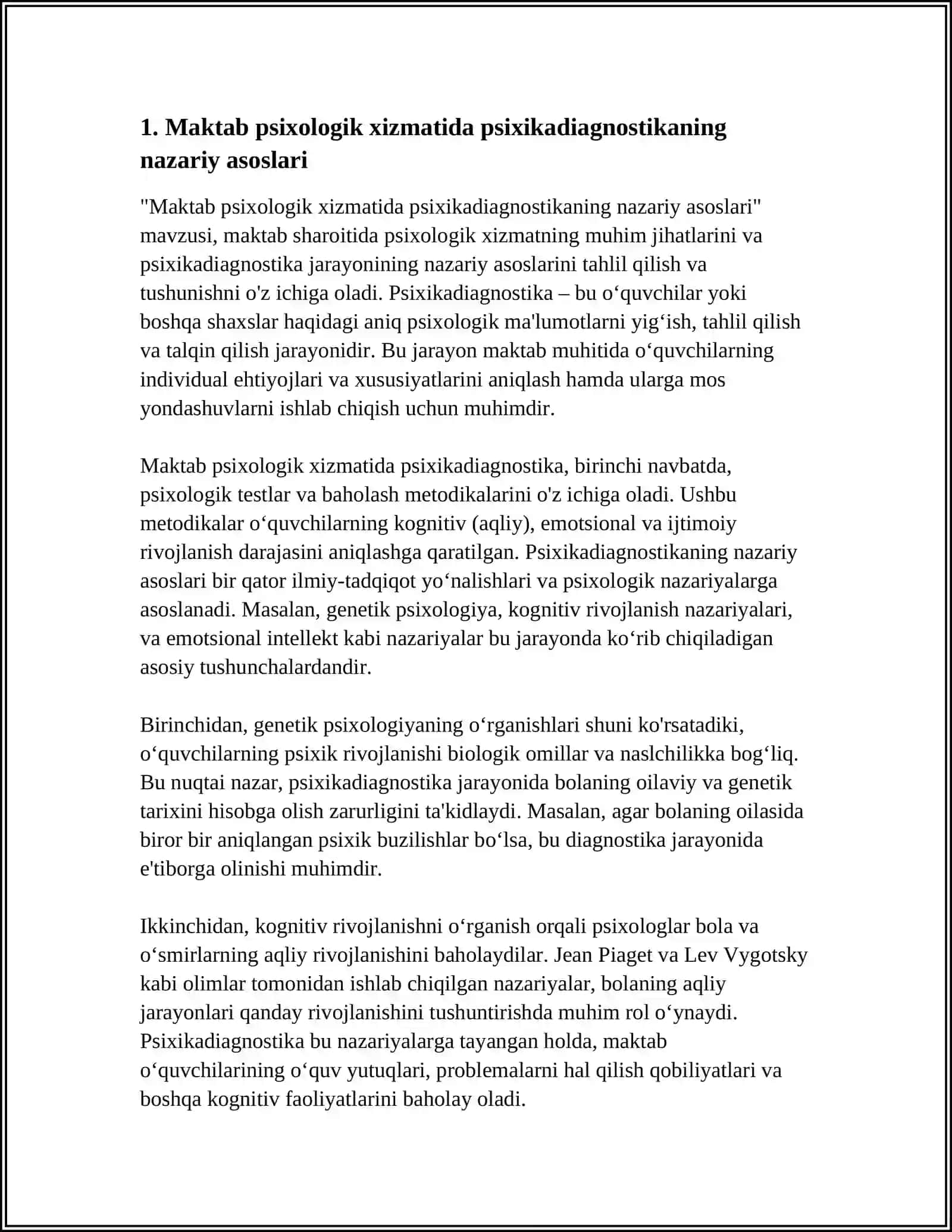 MAKTAB PSIXALOGIK XIZMATIDA PSIXIKADIAGNOSTIKA 3