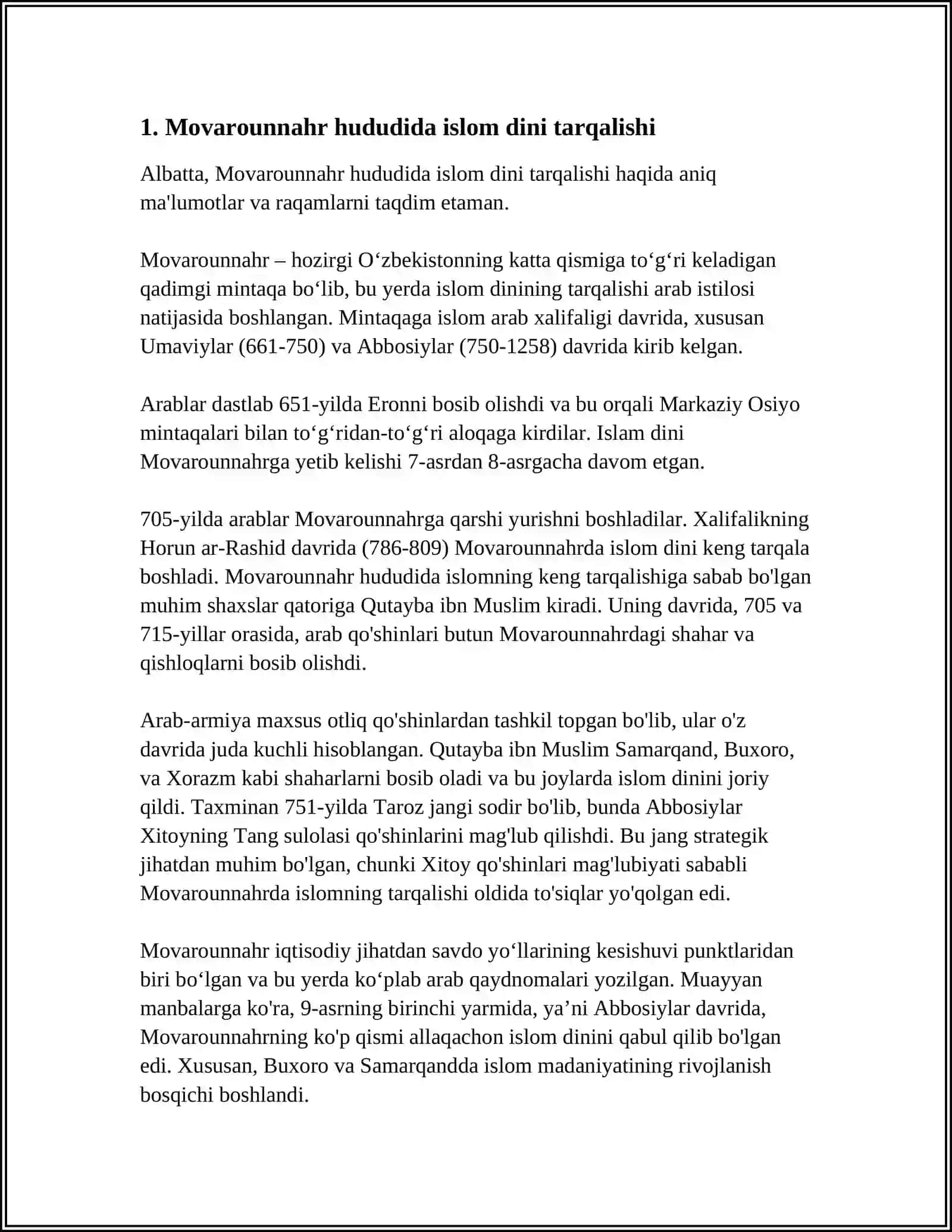 MOVAROUNNAHRDA ISLOM DININING TARQALISHI VA MADRASA TALIMI SHAKLLANISHINING IJTIMOIY MADANIY HAYOTGA TASIRI 3
