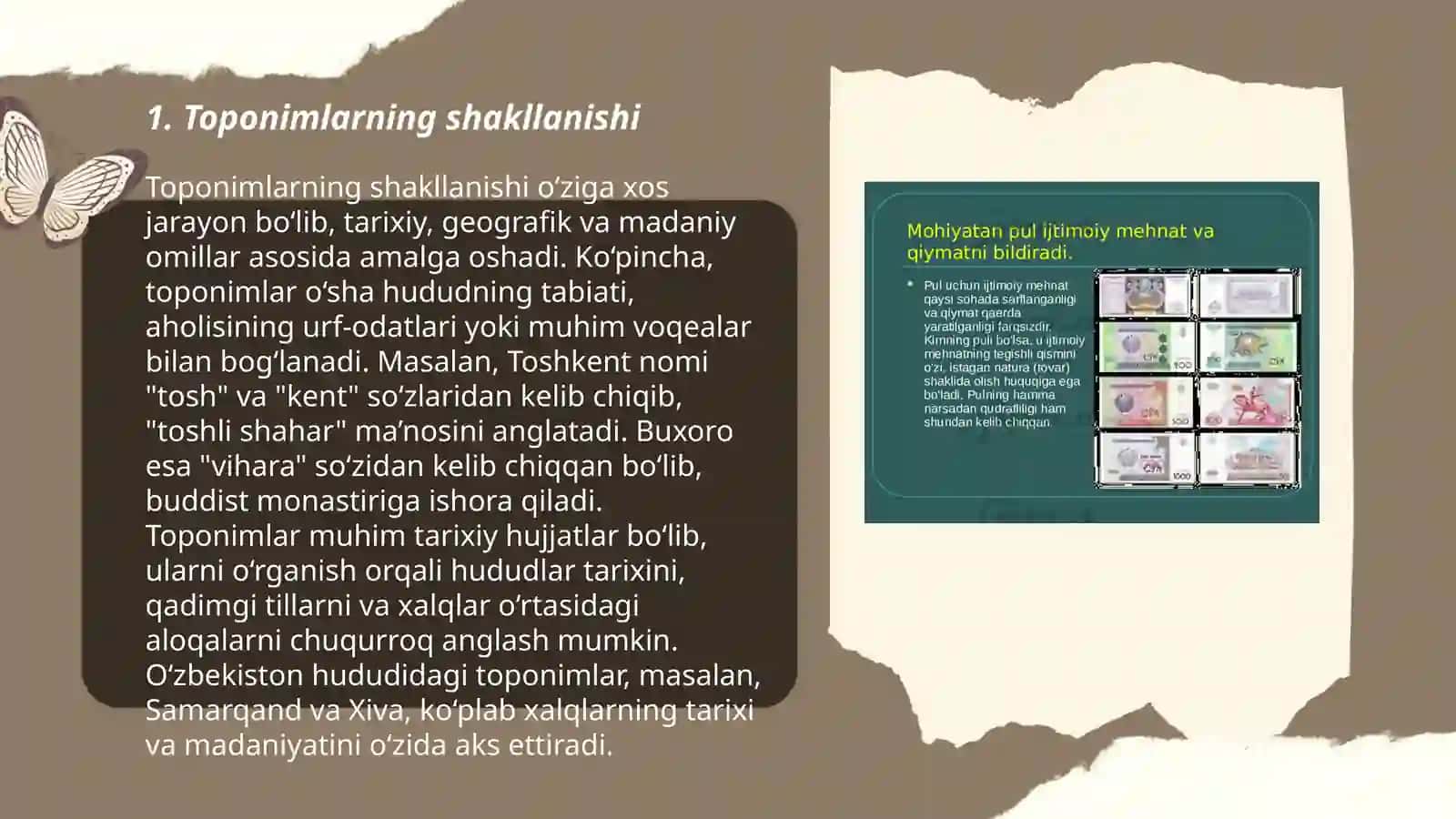 Toponimlarning xalq geografik terminlari asosida tarkib topishi xususiyatlari mavzusida 15 tadan kam bulmagan 4 ta rejali 3