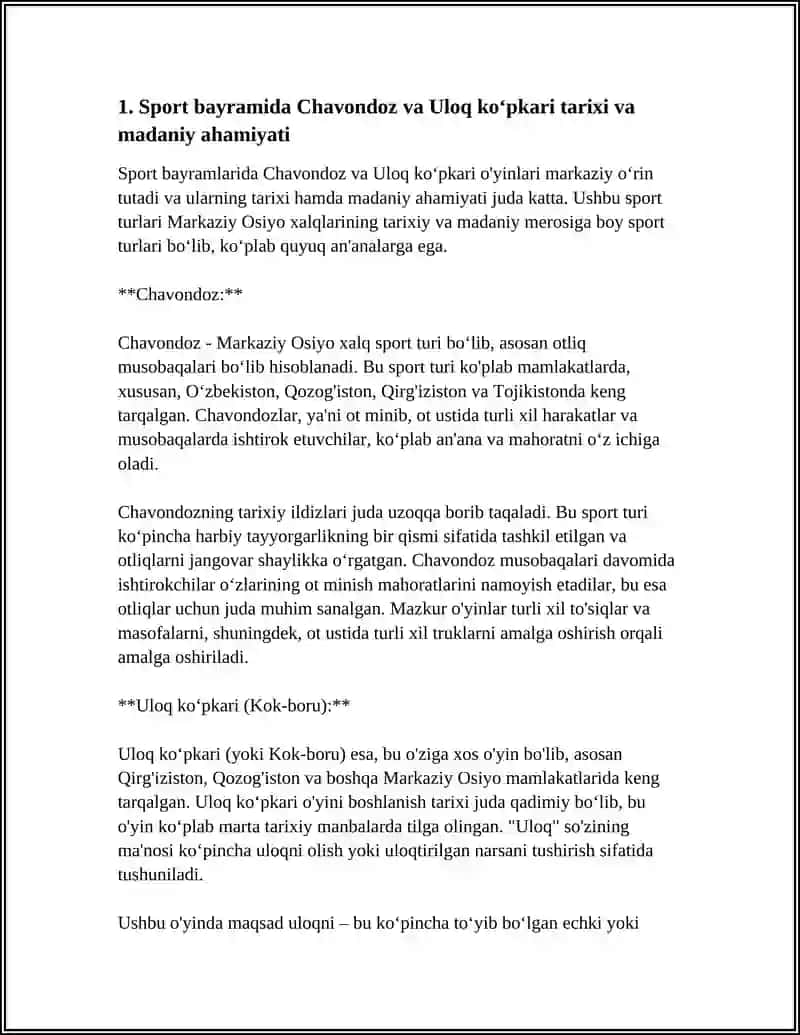 SPORT BAYRAMLARINI OʻTKAZISHGA DOIR HARAKATLI OʻYINLAR ("CHAVONDOZ" "ULOQ KOʻPKARI") 3