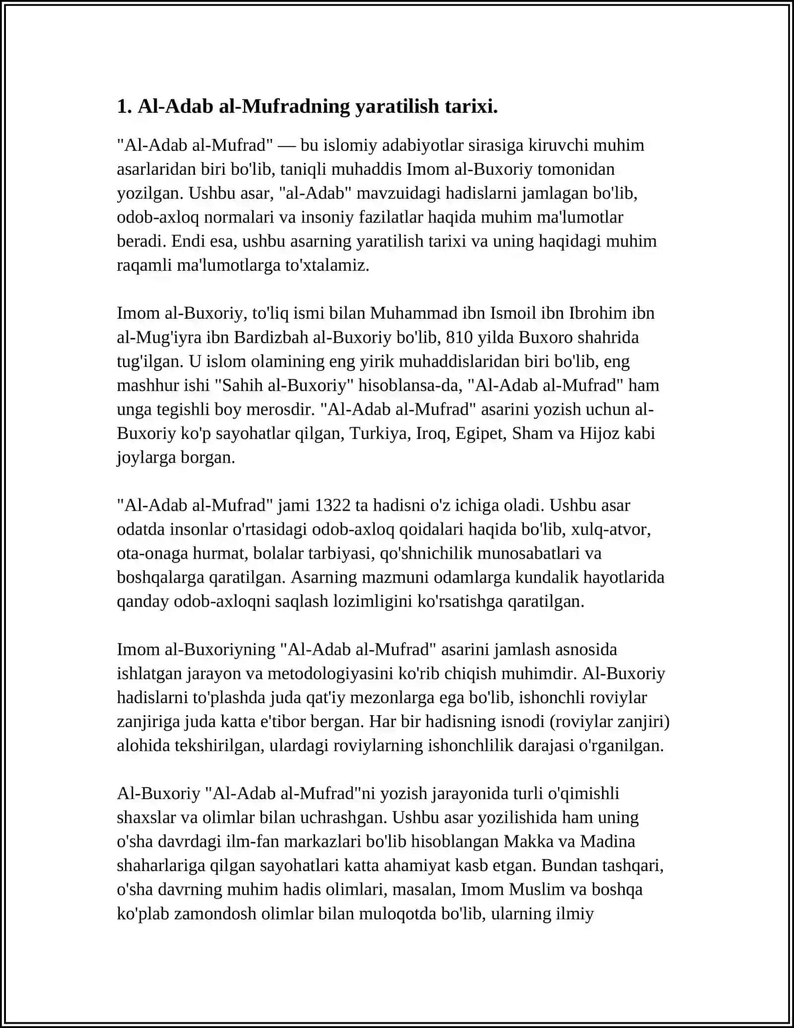 Al-Adab al-Mufrad Haqida Referat 3