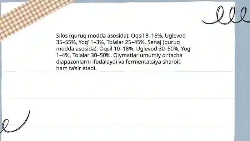 Silos va senajning kimyoviy tarkibi va tòyimliligini òrganish hamda farqlarini taqqoslash 3