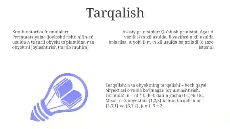 Kombinatorikaning asosiy prinsipi va kombinatorikaning ba’zi formulalari 3