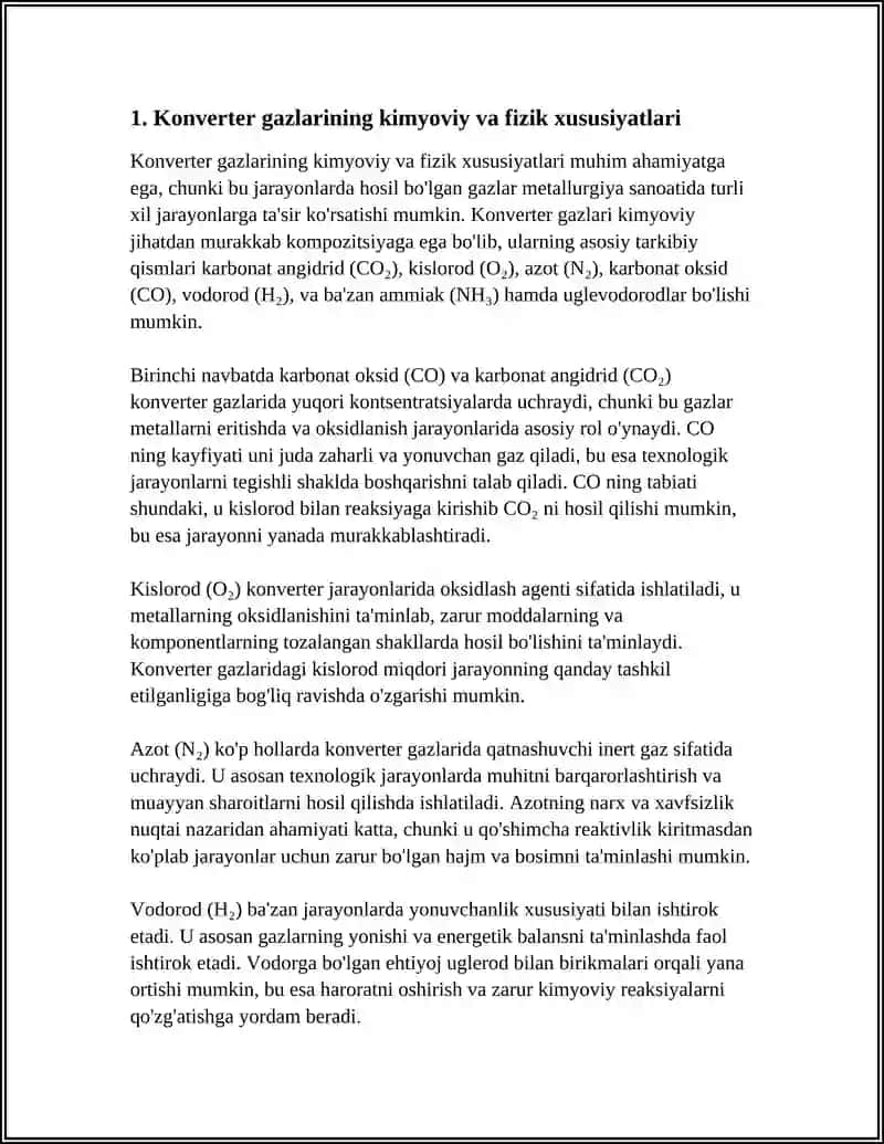 Konverter gazlarining kimyoviy va fizik xususiyatlari 3